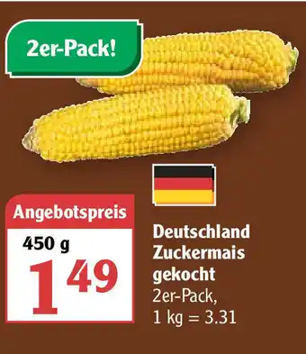 Globus Deustschland Zukermais gekocht 450g Angebot