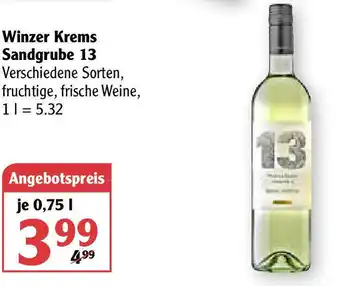 Globus Winzer Krems Sandgrube 13 0,75L Angebot