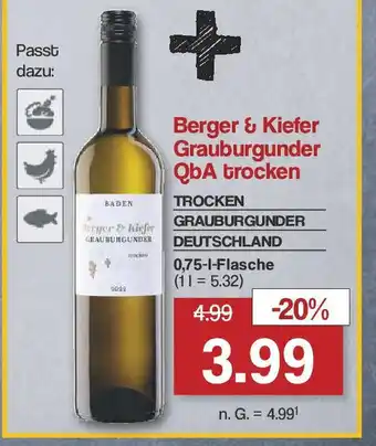 Famila Nord West Berger & Kiefer Grauburgunder QbA trocken 0,75 L Angebot