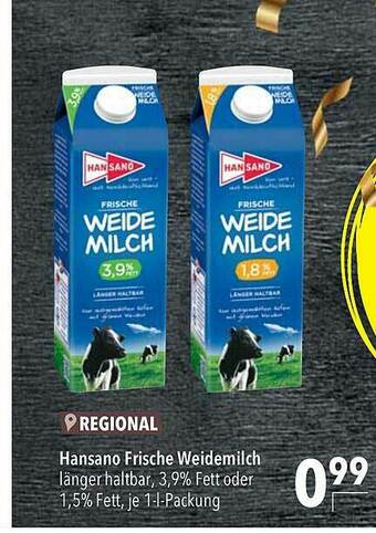 CITTI Markt Regional Hansano Frische Weidemilch Angebot