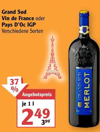 Globus Grand Sud Vin de France oder Pays D'Oc IGP 1L Angebot