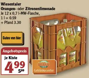 Globus Wiesentaler Orangen oder Zitronenlimonade 12x0,7L Angebot