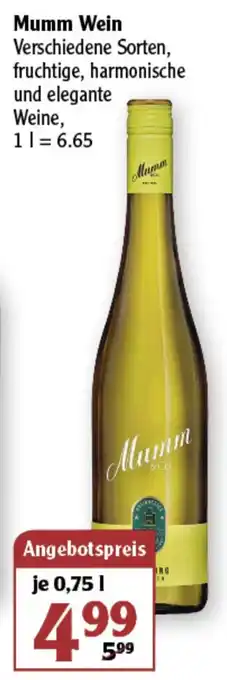 Globus Mumm Wein 0,75L Angebot