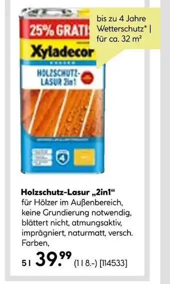 BayWa Xyladecor Holzschutz-Lasur,,2in1" 5L Angebot