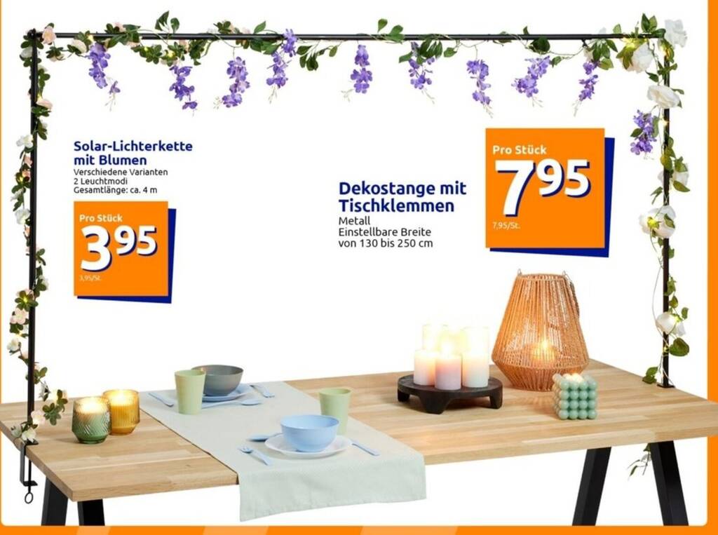 Dekostange mit Tischklemmen Angebot bei Action