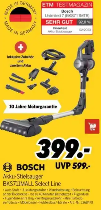 MEDIMAX BOSCH Akku-Stielsauger BKS711MALL Select Line Angebot