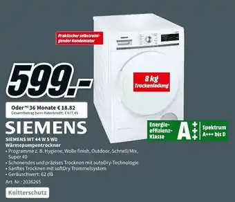 MediaMarkt Siemens WT 44W 5 W0 Wärmepumpentrockner Angebot