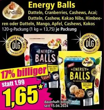 Norma Ardilla Energy Balls 120 g Packung Angebot