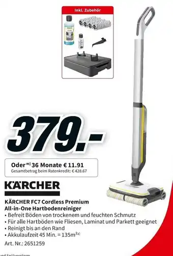 MediaMarkt Kärcher FC7 Cordless Premium All in One Hartbodenreiniger Angebot