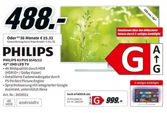 MediaMarkt Philips 43 PUS 8545/12 43" UHD LED TV Angebot