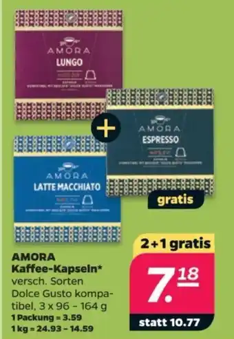 NETTO AMORA Kaffee-Kapseln versch. Sorten Dolce Gusto kompatibel 2+1 gratis Angebot