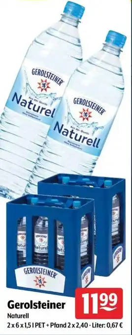 Getränke Hoffmann Gerolsteiner Naturell 2x6x1,5L Angebot