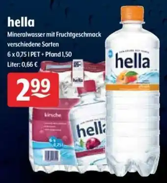 Getränke Hoffmann Hella Mineralwasser mit Fruchtgeschmack 6x0,75L Angebot