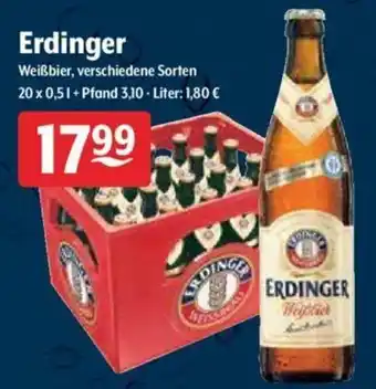 Getränke Hoffmann Erdinger Weißbier 20x0,5L Angebot