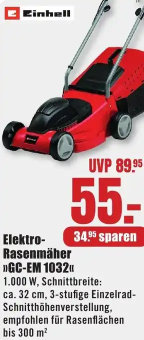 B1 Discount Baumarkt Einhell Elektro Rasenmäher GC-EM 1032 Angebot