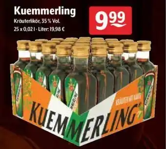 Getränke Hoffmann Kuemmerling Kräuterlikör 25x0,02L Angebot