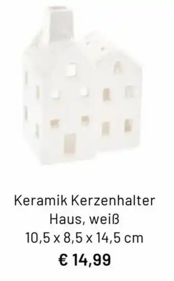 Idee Creativmarkt Keramik Kerzenhalter Haus, weiß Angebot