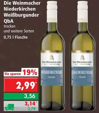 L. STROETMANN GROSSMARKT Die Weinmacher Niederkirchen Weiẞburgunder Qba 0,75l Angebot