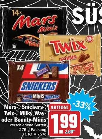 Hit Mars, Snickers, Twix, Milky Way oder Bounty Minis 275g Angebot