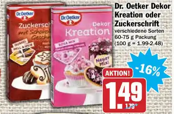 Hit Dr. Oetker Dekor Kreation oder Zuckerschrift 60-75g Angebot