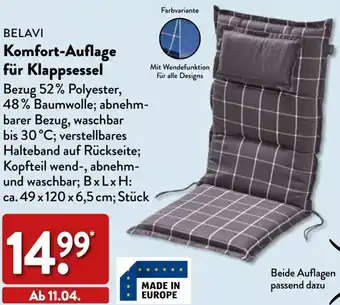 Aldi Nord BELAVI Komfort-Auflage für Klappsessel Angebot