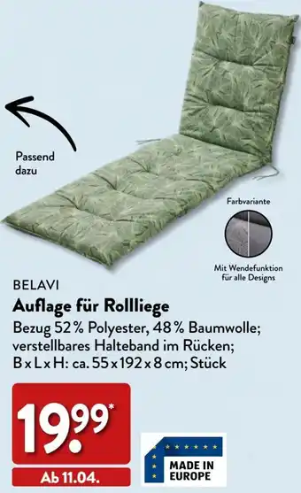 Aldi Nord BELAVI Auflage für Rollliege Angebot