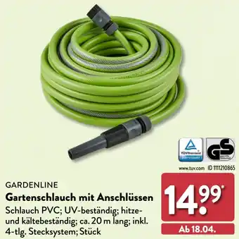 Aldi Nord GARDENLINE Gartenschlauch mit Anschlüssen Angebot