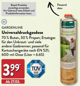 Aldi Nord GARDENLINE Universaldruckgasdose 600 ml Dose Angebot