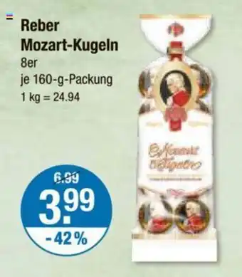 V Markt Reber Mozart-Kugeln 8er je 160-g-Packung Angebot