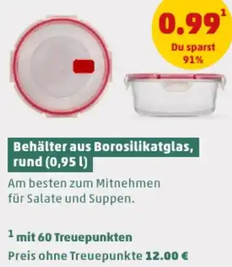 PENNY CURVER Behälter aus Borosilikatglas, rund (0,95 L) Angebot