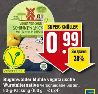 Edeka Neukauf Rügenwalder Mühle vegetarische Wurstalternative 80g Angebot