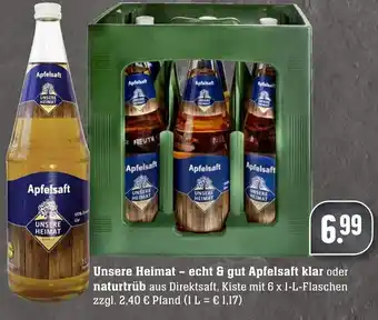 Edeka Neukauf Unsere Heimat echt & gut Apfelsaft klar naturtrüb 6x1L Angebot