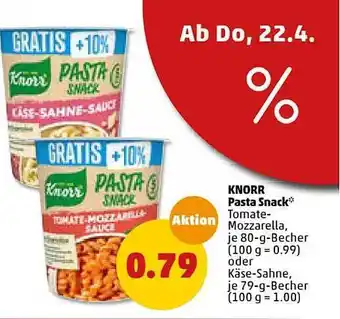 PENNY Knorr Pasta Snack 80g Becher Angebot