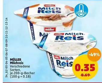 PENNY Müller Milchreis 200g Becher Angebot