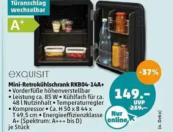 PENNY Exquisit Mini-retrokühlschrank RKB04-14A Angebot