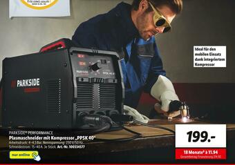 Lidl Parkside performance plasmaschneider mit kompressor „ppsk 40“ Angebot