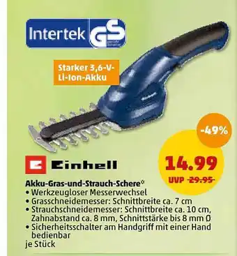 PENNY Einhell Akku Gras Und Strauch Schere Angebot