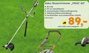 Globus Baumarkt PRIMASTER Akku Rasentrimmer „PMAT 40" Angebot