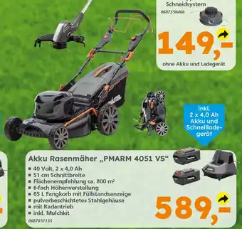 Globus Baumarkt PRIMASTER Akku Rasenmäher „PMARM 4051 VS❝ Angebot