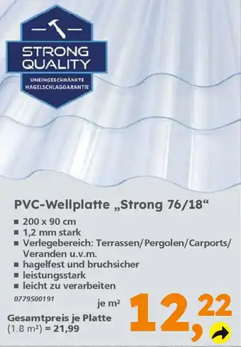 Globus Baumarkt STRONG QUALITY PVC-Wellplatte „Strong 76/18" Angebot