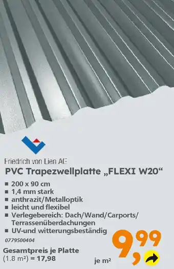 Globus Baumarkt Friedrich von Lien AG PVC Trapezwellplatte „FLEXI W20" Angebot