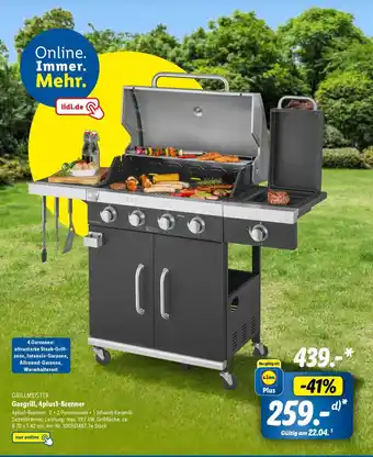 Lidl GRILLMEISTER Gasgrill, 4plus1-Brenner Angebot