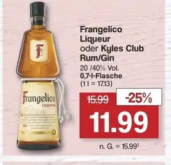 Famila Nord West Frangelico Liqueur oder Kyles Club Rum/Gin Angebot