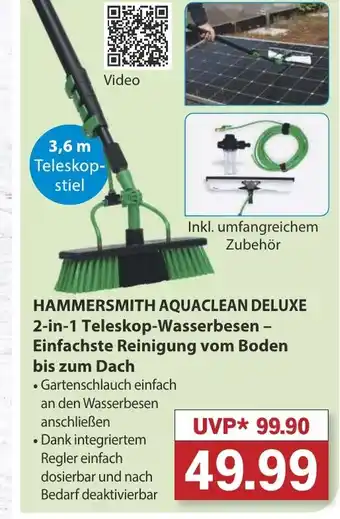 Famila Nord West HAMMERSMITH AQUACLEAN DELUXE 2-in-1 Teleskop-Wasserbesen - Einfachste Reinigung vom Boden bis zum Dach Angebot