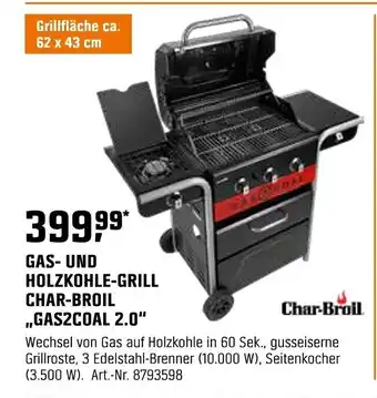 OBI CHAR-BROIL GAS- UND HOLZKOHLE-GRILL ,,GAS2COAL 2.0" Angebot