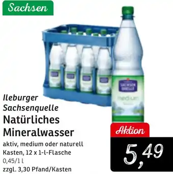 KONSUM Ileburger Sachsenquelle Natürliches Mineralwasser 12x1 L Flasche Angebot