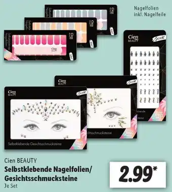 Lidl Cien BEAUTY Selbstklebende Nagelfolien/ Gesichtsschmucksteine Angebot