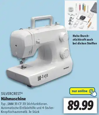 Lidl SILVERCREST Nähmaschine „SNM 33 C1" Angebot