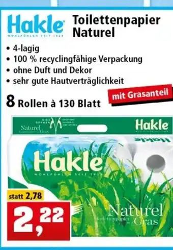 Thomas Philipps Hakle Toilettenpapier Naturel 8 rollen Angebot