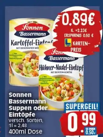 Elli Markt Sonnen Bassermann Suppen o. Eintopfe 400ml Angebot